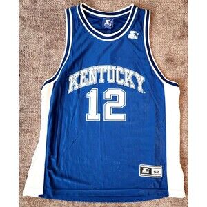 Starter Kentucky Wildcats XL Basketball Jersey Blue and White #12